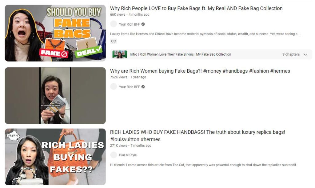 rich people buy replica handbags