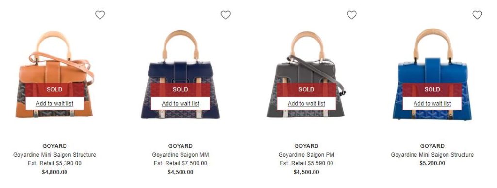 price for Goyard Saigon Mini structure bag